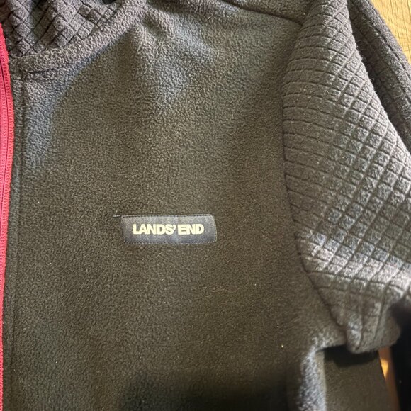 Lands' End Grid Fleece Jacket, Women, Size Small - Picture 2 of 3